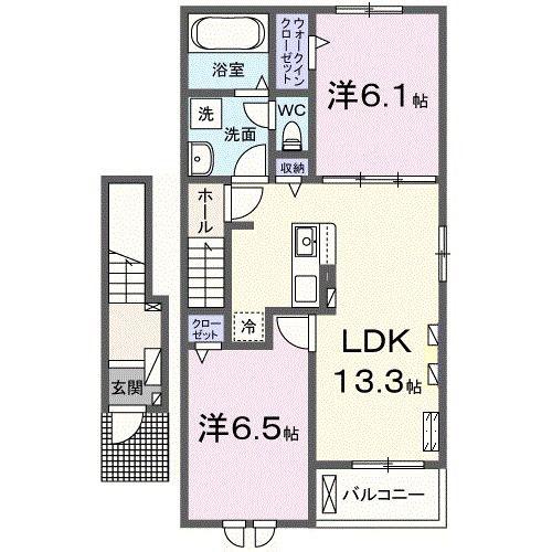 アドラブールA(2LDK/2階)の間取り写真