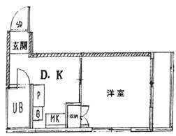 本鵠沼ビル(1K/2階)の間取り写真