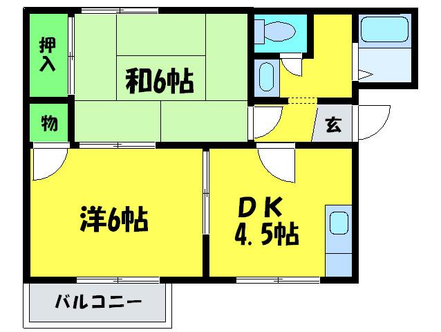 モアクレスト川上(2DK/1階)の間取り写真