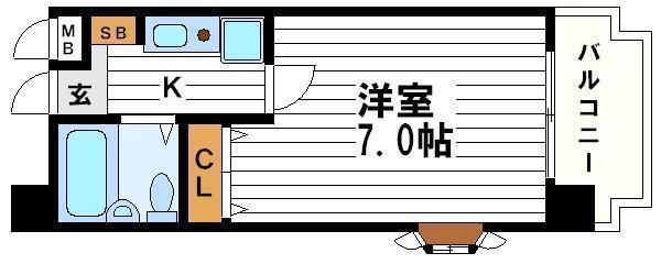セレッソコート大阪城前(1K/3階)の間取り写真