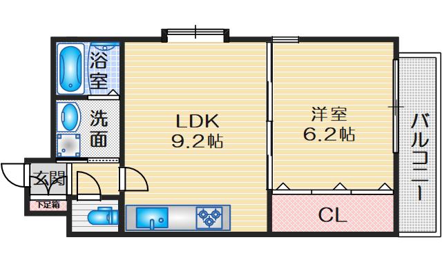 ソレイユ曽根東町(1LDK/2階)の間取り写真