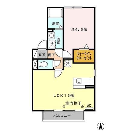 セジュールきよしB(1LDK/2階)の間取り写真