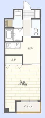 ロハスY新宿(1K/2階)の間取り写真
