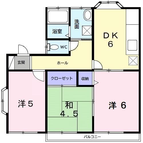 メゾンソレイユ(3DK/2階)の間取り写真