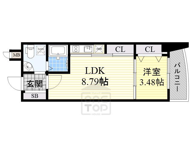 URBAN FLATS江坂(1LDK/13階)の間取り写真