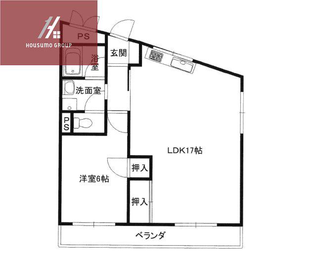 メルベーユ扇町(1LDK/4階)の間取り写真