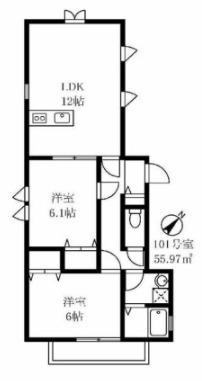 EIGER南荻窪(2LDK/1階)の間取り写真