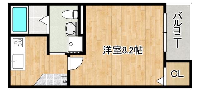 CRASTINE杭瀬(1K/2階)の間取り写真