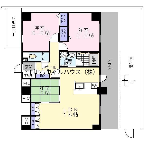 デルメゾン三国丘(3LDK/1階)の間取り写真
