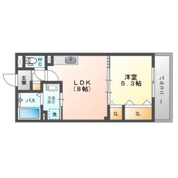クリエオーレ大池町I(1LDK/2階)の間取り写真