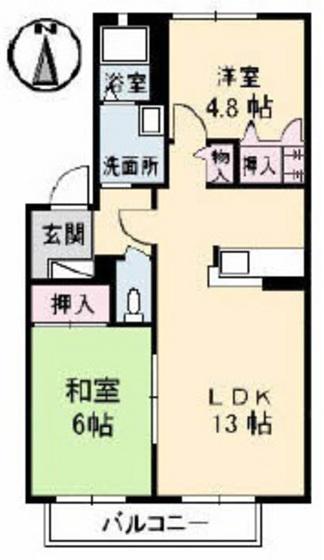 ソレイユさえき(2LDK/2階)の間取り写真