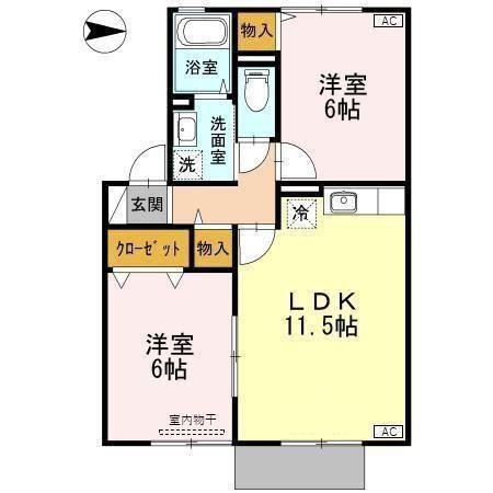 セジュール・ノヴァ(2LDK/1階)の間取り写真