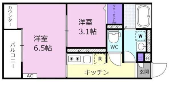 ゾンネンハイムⅢ(2K/3階)の間取り写真