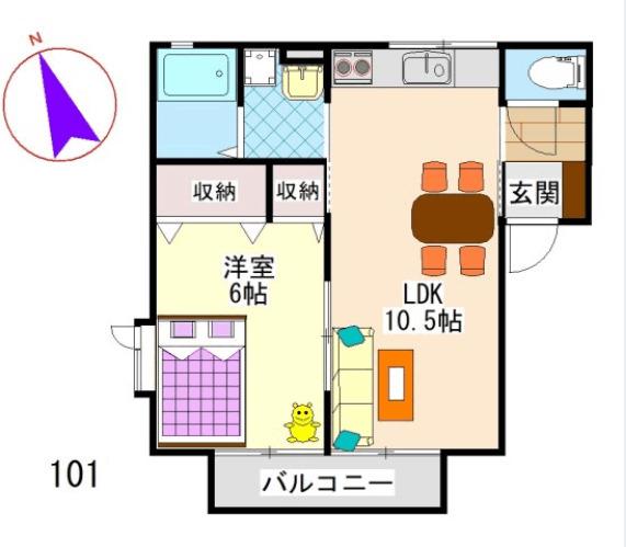 バラティエ(1LDK/1階)の間取り写真
