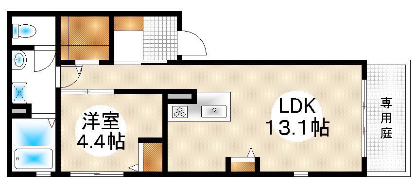 ルーイッヒハイム(1LDK/1階)の間取り写真