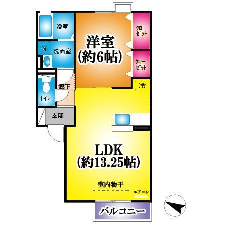ノクターン(1LDK/1階)の間取り写真