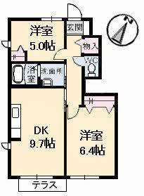 ブランシェ佐藤(2DK/1階)の間取り写真