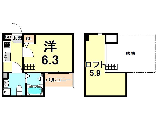 BLOSSOM IMAZU(1K/1階)の間取り写真