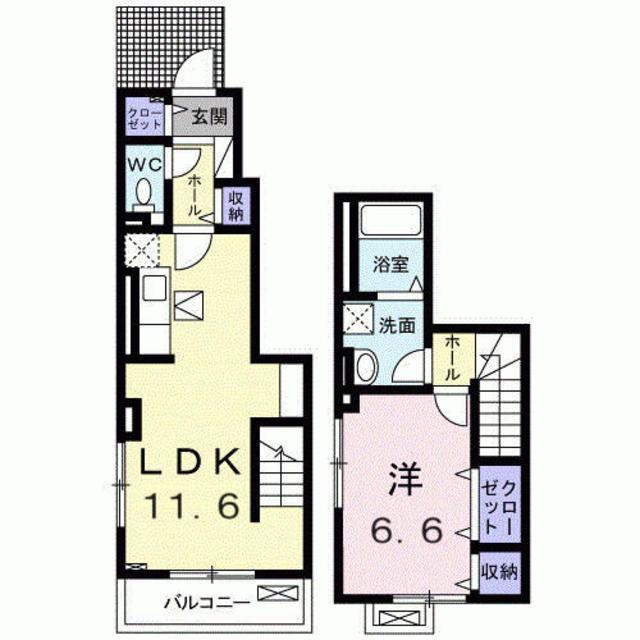 ラセットリア(1LDK/1階)の間取り写真
