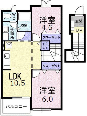 エミネンスB(2LDK/2階)の間取り写真