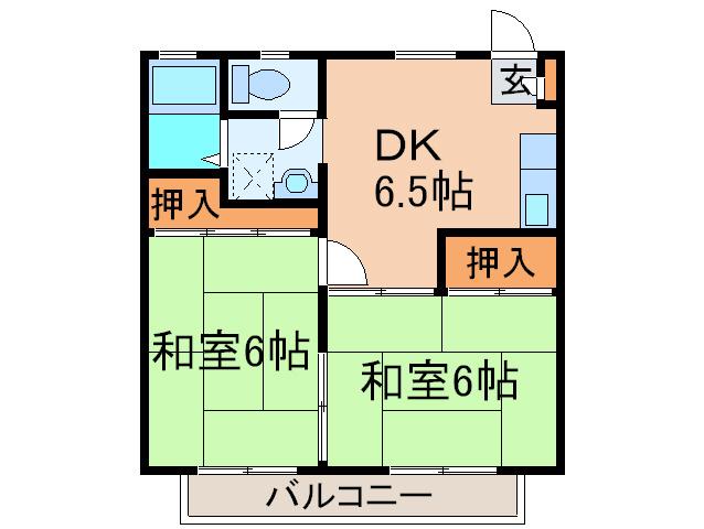 SUNCITYさぎぬまPARTII(2DK/2階)の間取り写真