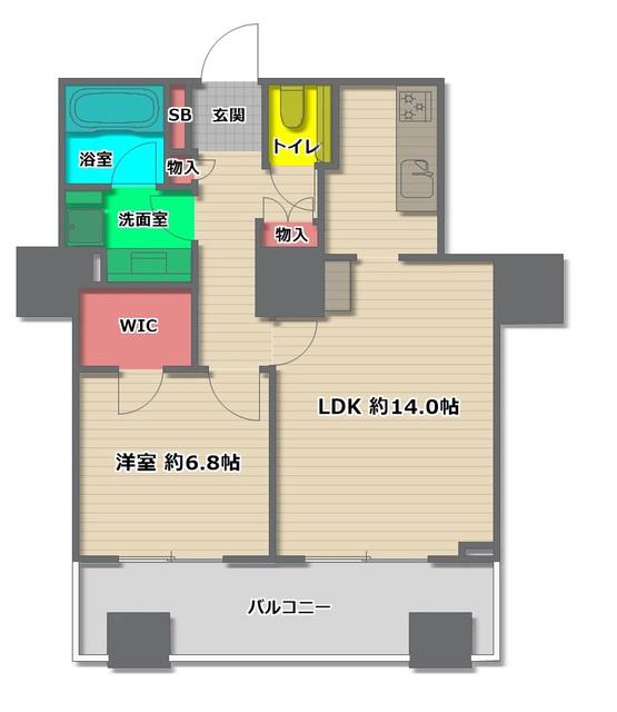 ザ・梅田タワー(1LDK/4階)の間取り写真