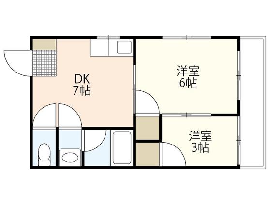 中島ビル(2DK/3階)の間取り写真