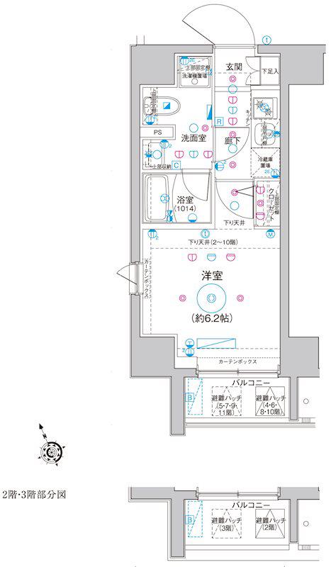 LEA横濱桜木町(1K/11階)の間取り写真
