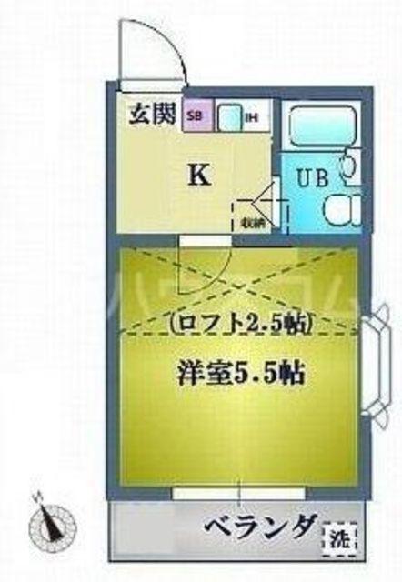 グリーンコーポ鷺ノ宮(1K/2階)の間取り写真