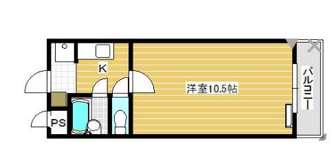 第二ライフマンション(1K/3階)の間取り写真