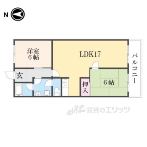 サンフローラ桂(2LDK/4階)の間取り写真