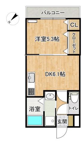 グランドビューソナイ(1DK/2階)の間取り写真