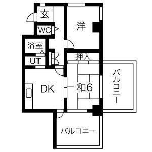 アビタマルフク(2DK/9階)の間取り写真