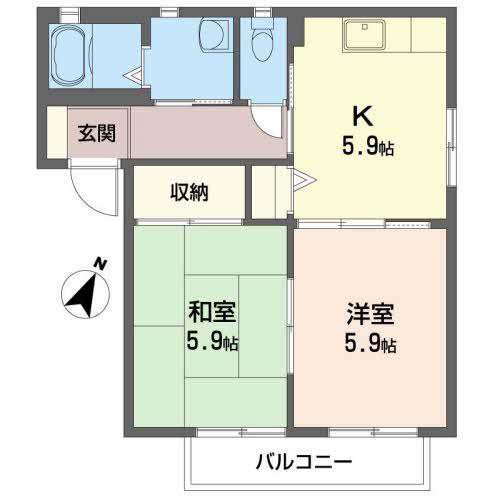 メゾンジュン B(2K/2階)の間取り写真