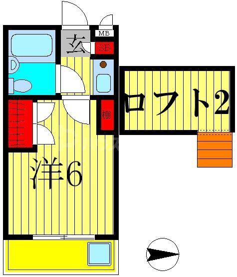 ジュネパレス我孫子第05(1K/1階)の間取り写真