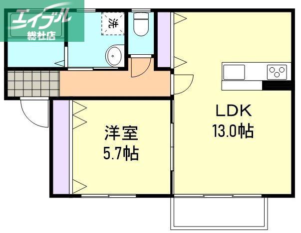 アルカンジュ四十瀬(1LDK/1階)の間取り写真