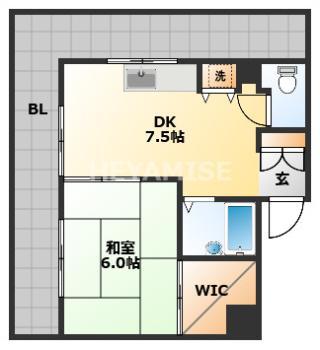 キャスティール五島町(1DK/8階)の間取り写真