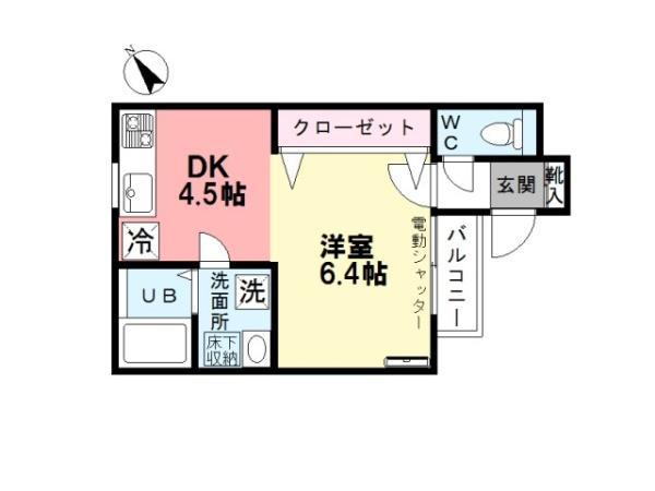 ブランミュール(1DK/1階)の間取り写真