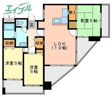 ふぁみーゆ旭川(3LDK/7階)の間取り写真