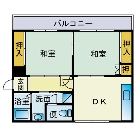 リバーサイドハイツ(2DK/1階)の間取り写真
