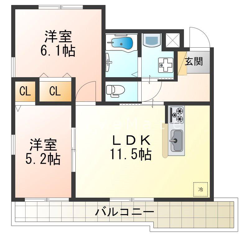 サンクラッソ垂水五色山(2LDK/1階)の間取り写真