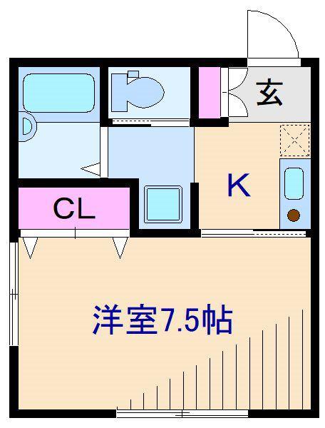 メルヴィーユ新横浜IIB棟(1K/2階)の間取り写真