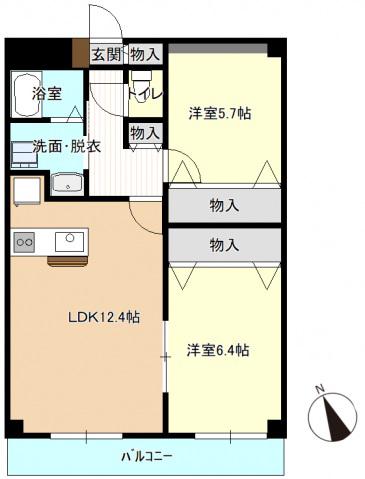 アンビエンテIII(2LDK/3階)の間取り写真