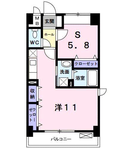 フレスクーラ(ワンルーム/2階)の間取り写真