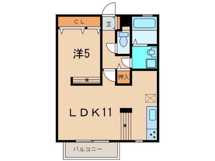 グローリーヒルズ(1LDK/2階)の間取り写真