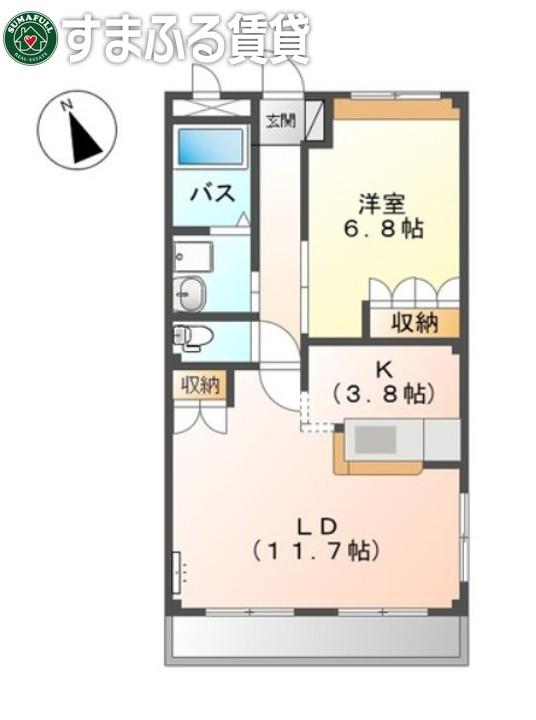 レジデンス AI(1LDK/3階)の間取り写真