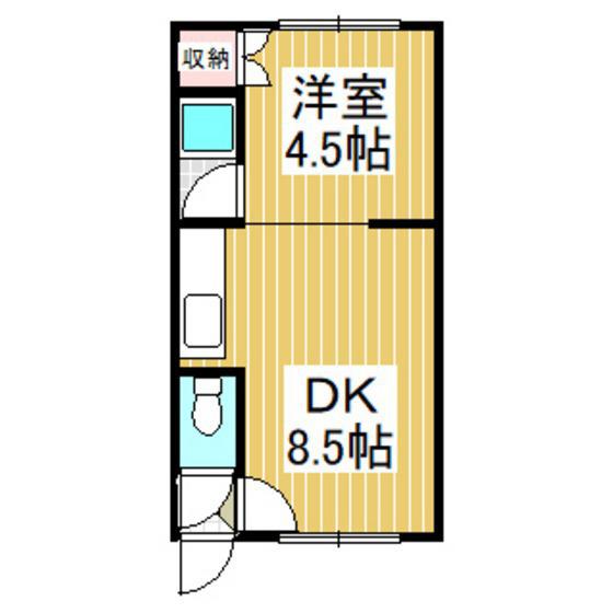 キャパシティー1(1DK/1階)の間取り写真