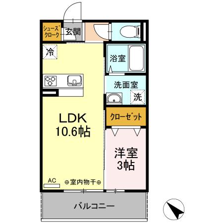 プラネージュII(1LDK/2階)の間取り写真