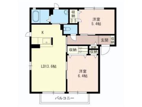 シャーメゾンカルディナール(2LDK/2階)の間取り写真