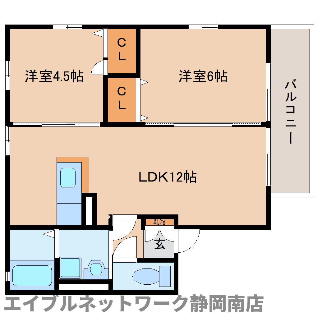 ケンジントン(2LDK/1階)の間取り写真